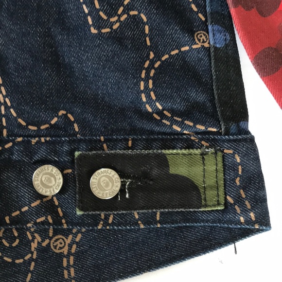 ๐HP๐Leviโs x Bape Trucker Jean Jacket Patchwork - Picture 8 of 16
